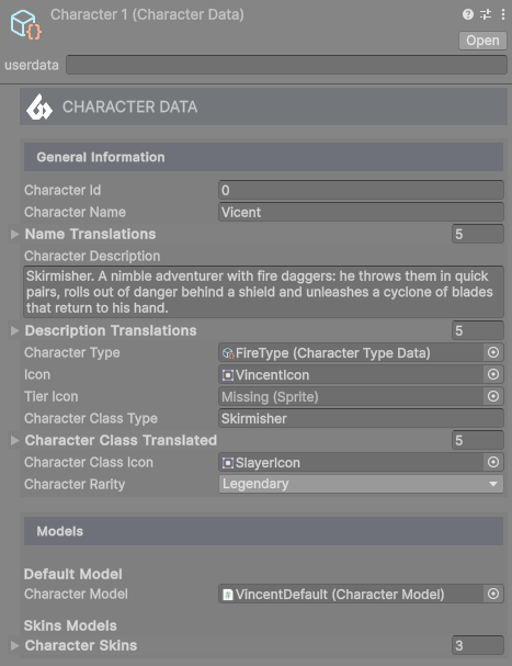 CharacterData general information