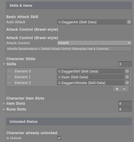 Skills and items