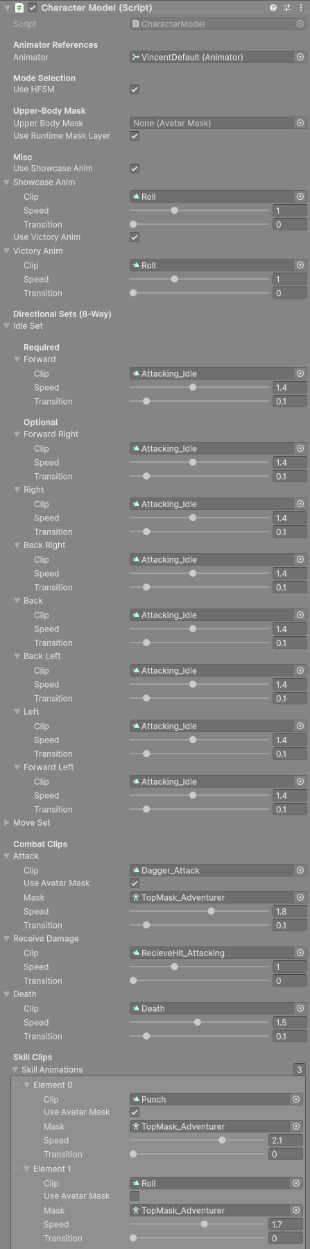 CharacterModel in the Inspector