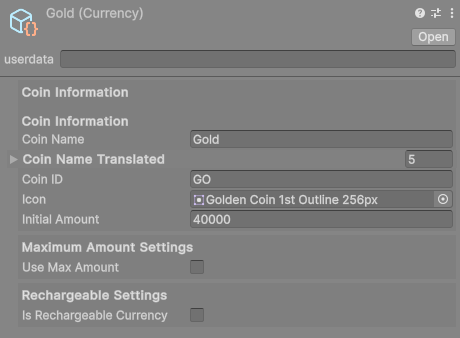 Currency in the Inspector